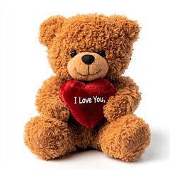 A cute, plush teddy bear holding a red heart that says 'I Love You.' Perfect for expressing affection and warmth on special occasions.