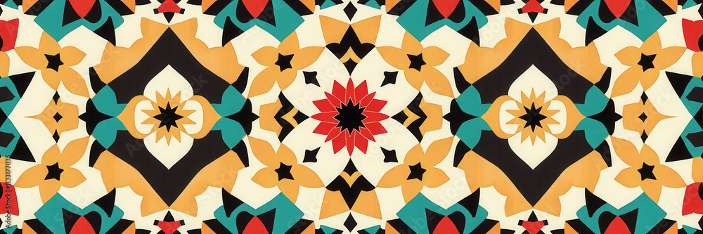 Poster a colorful pattern of flowers with a white background. the flowers are of different colors and sizes