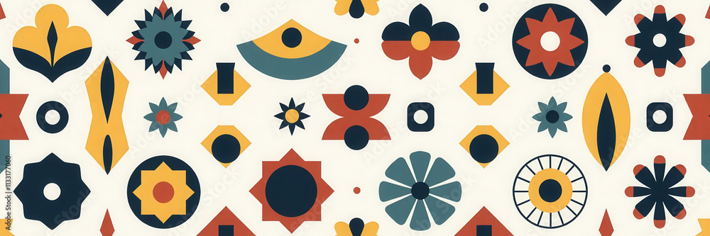 Poster a colorful pattern of flowers with a white background. the flowers are of different colors and sizes