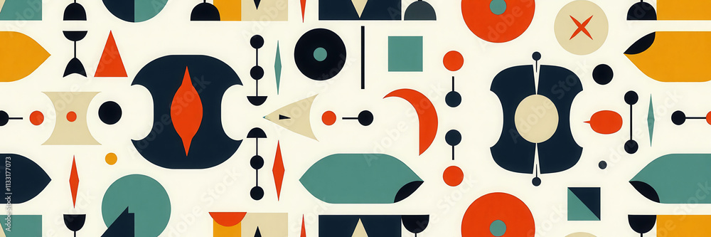 Poster a colorful pattern of squares and triangles. the squares are blue and red, and the triangles are blu