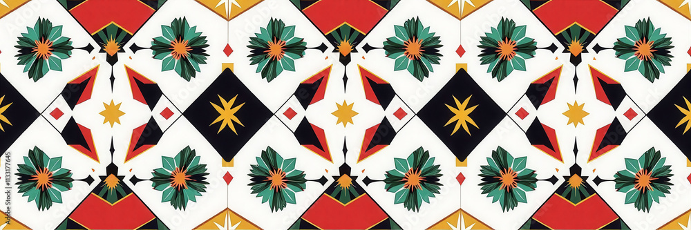 Poster a colorful pattern of squares and triangles. the squares are blue and red, and the triangles are blu