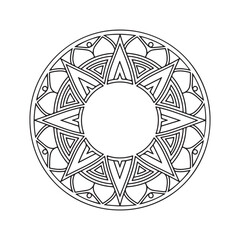 Easy Mandala Black and White Circle Outline - Mandala Coloring Pages for Adults and Kids - Simple Mandalas Artwork Vector