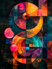 Fototapeta premium Geometric patterns and shapes based on the geometric patterns, on a dark background .