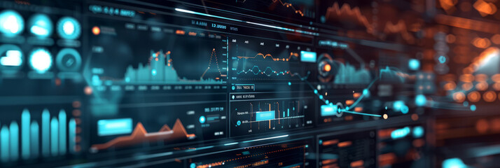 Naklejka premium A high-tech dashboard displaying real-time data on ESG metrics,