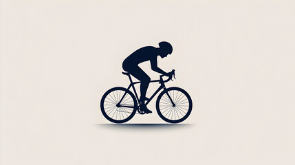 Obraz premium A simple line drawing of a cyclist wearing a helmet, with just the basic shape of the bike and rider. Minimalist cyclist icon.