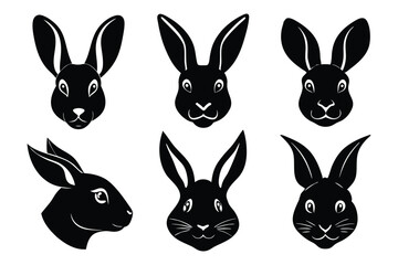 Obraz premium 6 different styles of rabbit silhouette