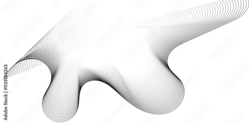 Poster priabstract wavy and curve line art flowing dynamic grey isolated on transparent background in conce