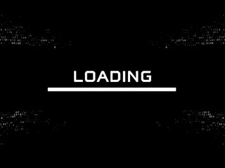 Loading, Progress, Bar, Screen, Digital, Display, Technology, Data, Code, Matrix, Numbers, Letters, Symbols, Black, White, Monochrome, Minimalist, Modern, Futuristic, Computer, Monitor, Interface, GUI