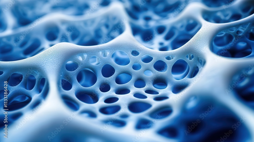 Poster exploring cellular structures science laboratory microscopy blue background close-up