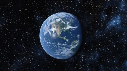 Fototapeta premium Earth viewed from space surrounded by stars.