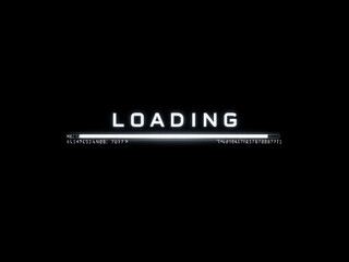 Loading, Progress, Bar, Screen, Digital, Display, Technology, Data, Code, Matrix, Numbers, Letters, Symbols, Black, White, Monochrome, Minimalist, Modern, Futuristic, Computer, Monitor, Interface, GUI