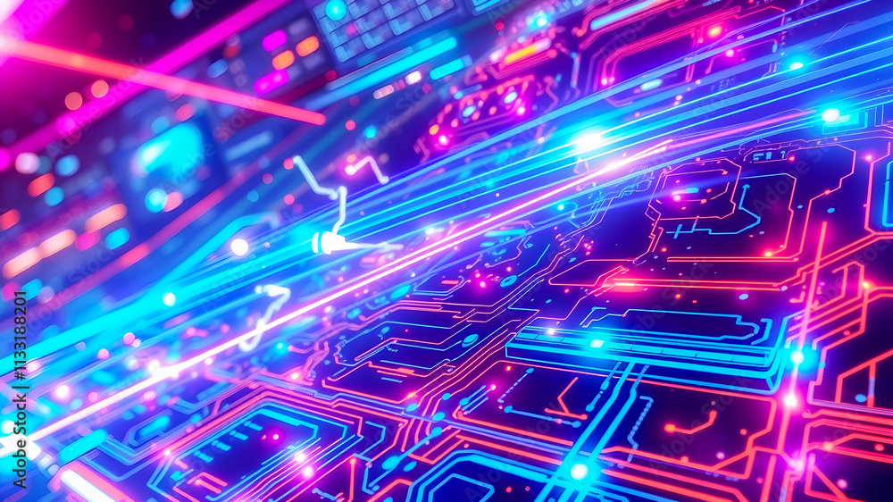 Aufkleber abstract technology background. futuristic circuit board. 3d rendering.