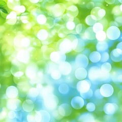 Obraz premium Radiant Bokeh Background with Gentle Green and Blue Hues Ideal for Nature-Themed Projects, Designs, and Digital Art Creations Enhancing Visual Appeal