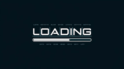 Loading, Progress, Bar, Screen, Digital, Display, Technology, Data, Code, Matrix, Numbers, Letters, Symbols, Black, White, Monochrome, Minimalist, Modern, Futuristic, Computer, Monitor, Interface, GUI