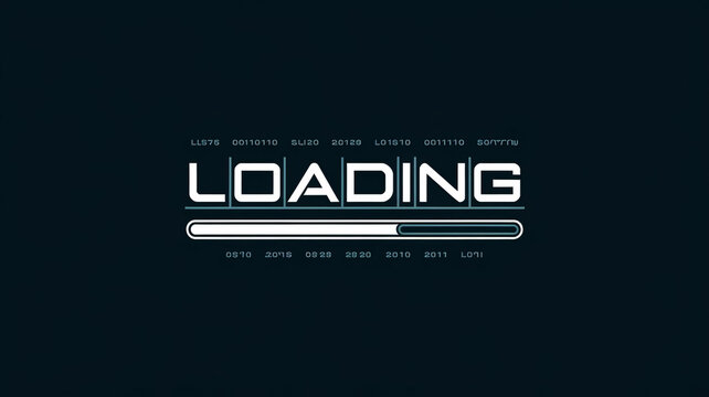 Loading, Progress, Bar, Screen, Digital, Display, Technology, Data, Code, Matrix, Numbers, Letters, Symbols, Black, White, Monochrome, Minimalist, Modern, Futuristic, Computer, Monitor, Interface, GUI