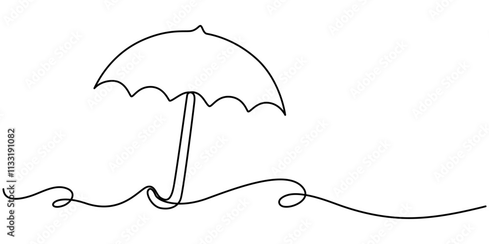 Poster umbrella line drawing vector. hand-drawn line icon. isolated icon. design linear artwork elements. f