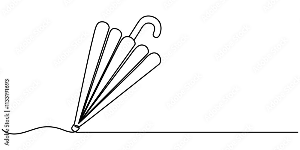 Poster umbrella line drawing vector. hand-drawn line icon. isolated icon. design linear artwork elements. f