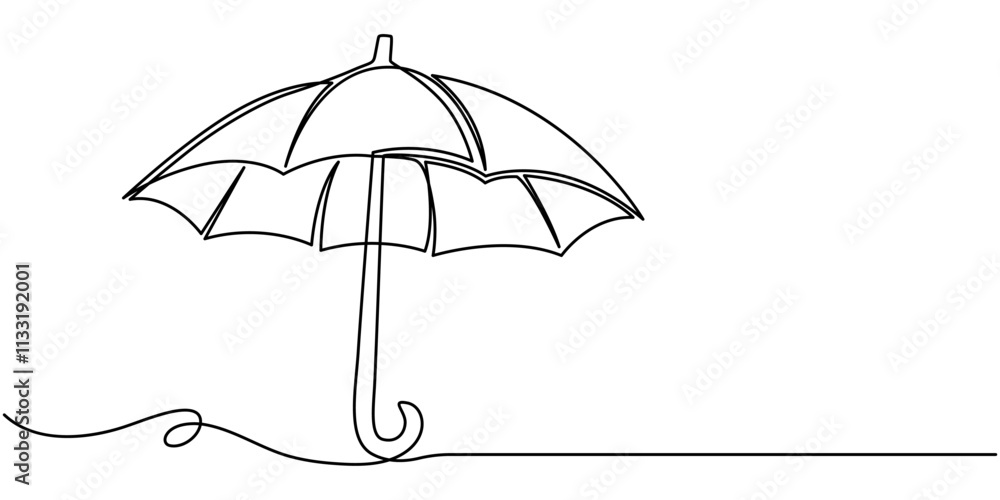 Poster umbrella line drawing vector. hand-drawn line icon. isolated icon. design linear artwork elements. f