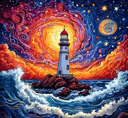 lighthouse in the moonlight