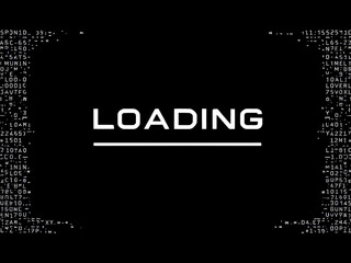 Loading, Progress, Bar, Screen, Digital, Display, Technology, Data, Code, Matrix, Numbers, Letters, Symbols, Black, White, Monochrome, Minimalist, Modern, Futuristic, Computer, Monitor, Interface, GUI