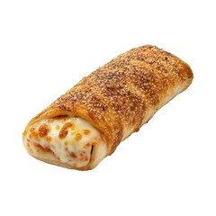 Delicious Pizza Roll with Melted Cheese and Seasoned Crust, Isolated on White Background Cutout