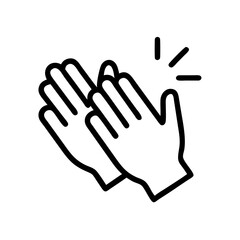 Fototapeta premium Clapping hands in a minimalist line art illustration with copy space