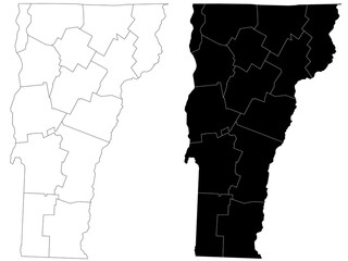 Vermont administrative map, Vermont outline and counties state map set - illustration version