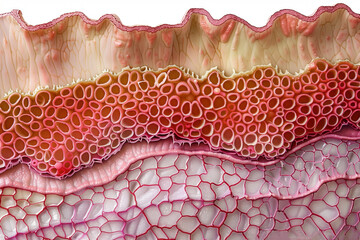 membrane skin cells dermis collagen, epidermis abstract non-anatomical model structure construction