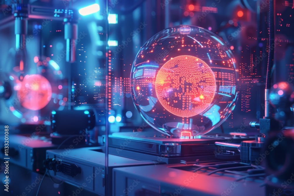 Poster a computer screen displaying a digital image of a ball, showcasing vibrant colors and intricate deta