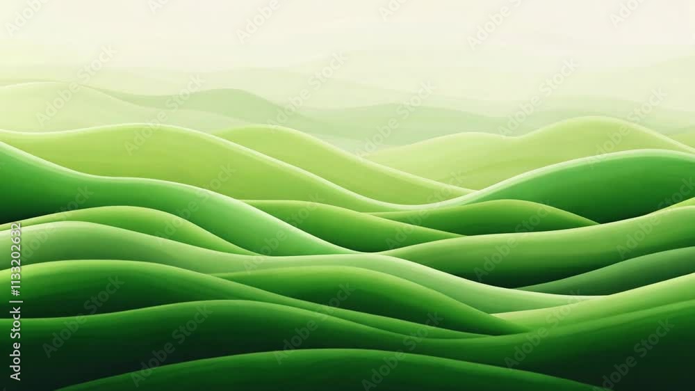 Aufkleber abstract green background representing a calm landscape with rolling hills illuminated by soft, diff