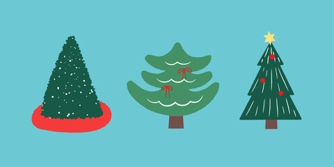 Three types of Christmas Tree Vector Illustration 