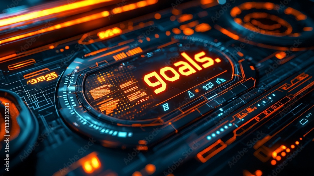 Aufkleber futuristic hud display showing the word 
