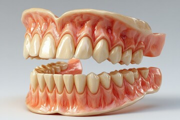 Detailed denture model showcasing realistic dental structure on a clean backdrop