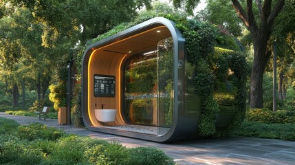 Obraz premium Eco-friendly restroom design for metro with sustainable features