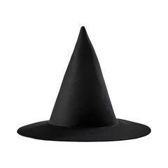 Fototapeta premium Black Witch's Hat, Classic Halloween Costume Accessory, Isolated on White Background Cutout