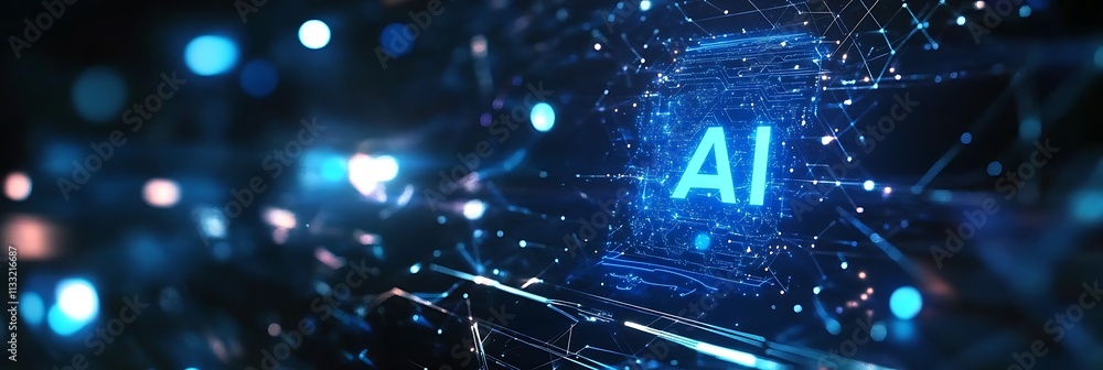 Poster artificial intelligence chipset on circuit board. futuristic concept. high-tech technology backgroun