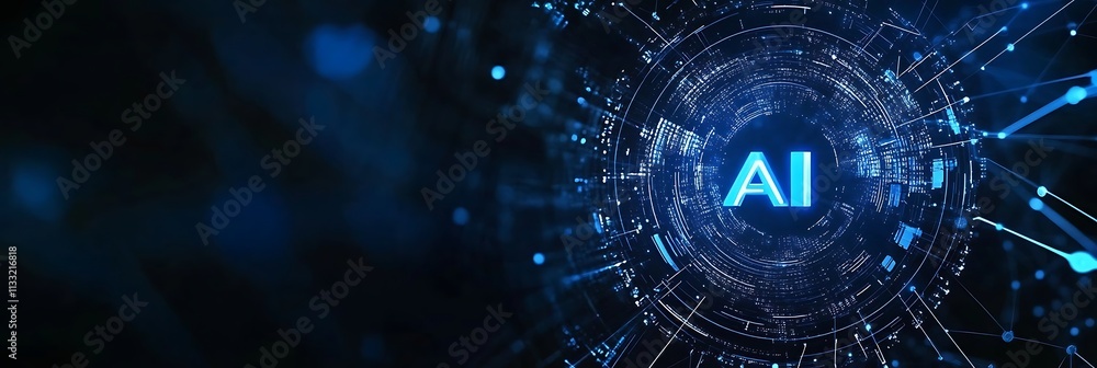 Poster artificial intelligence chipset on circuit board. futuristic concept. high-tech technology backgroun