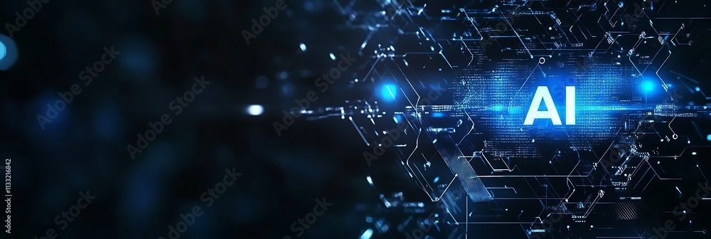 Aufkleber artificial intelligence chipset on circuit board. futuristic concept. high-tech technology backgroun