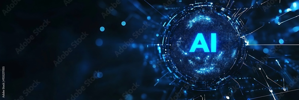 Poster artificial intelligence chipset on circuit board. futuristic concept. high-tech technology backgroun
