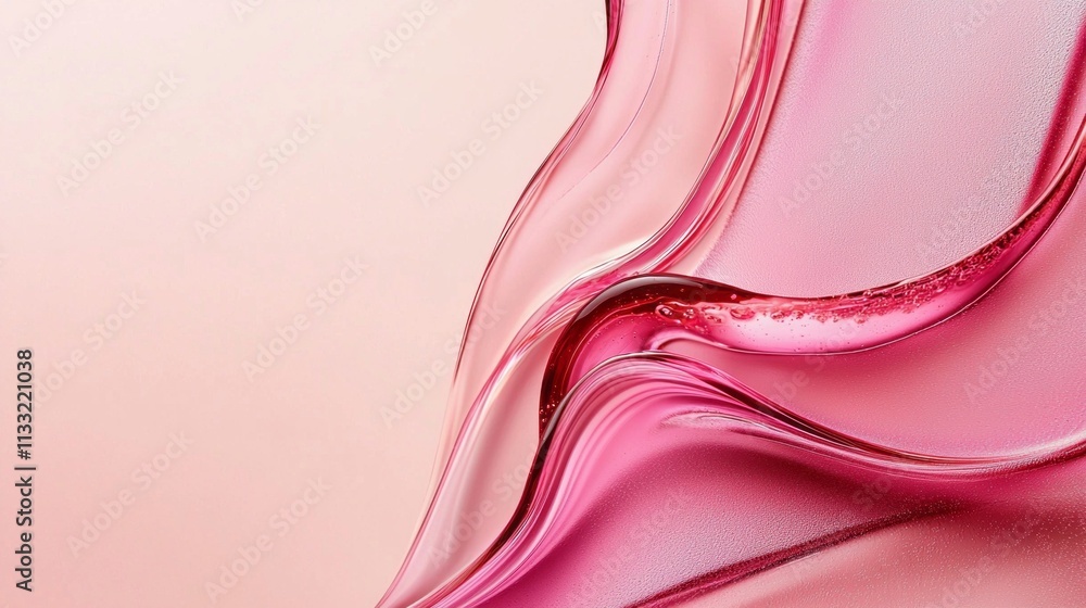 Poster A captivating display of soft pink liquid undulates and swirls, creating elegant forms that evoke a sense of calm and fluidity