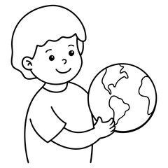 Kid Holding Glove in Hand.