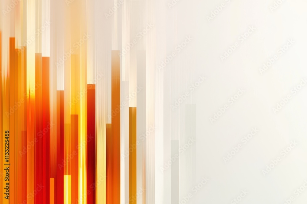 Poster abstract design featuring vibrant orange and yellow vertical lines against a light background, creat
