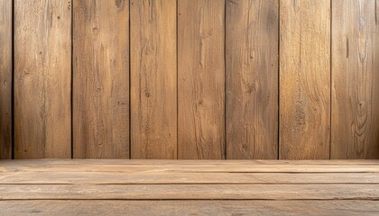 A rustic wooden background featuring vertical planks, creating a warm and inviting atmosphere, perfect for presentations or creative projects.