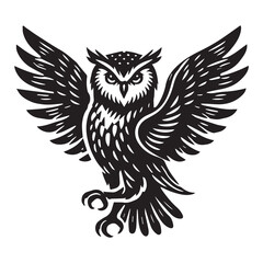 Obraz premium Barn Owl Silhouette Vector Illustration, Solid White Background.