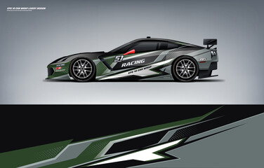 Obraz premium Racing Car sport car branding with racing wrap decal or livery design