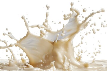 Dynamic Milk Splash Isolated on a White Background