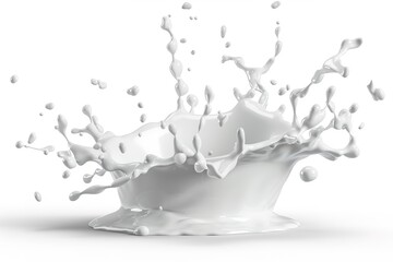 Dynamic Milk Splash Isolated on a White Background