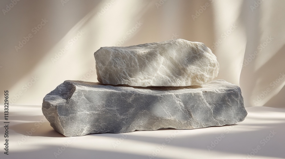 Aufkleber natural stone textures in soft light featuring two rock forms with unique patterns and shades perfec