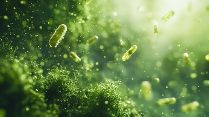 Fototapeta premium Airborne Toxins and Green Plants: A Visual Representation of Nature's Resilience Against Pollution and Environmental Challenges