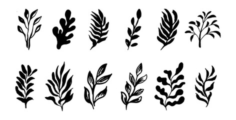 Vector hand drawn illustration made with rough texture of ink brush stroke, modern art print graphic design elements